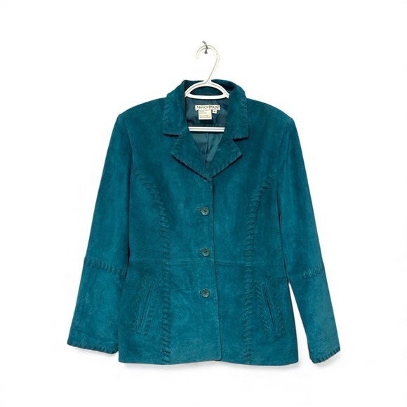 Nancy Bolen City Girl Jackets & Blazers - Nancy Bolen City Girl Teal‎ Suede Leather Blazer Jacket Women Size S